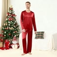 thumbnail image 2 of Family Matching Christmas Pajamas Silk Christmas Pjs Long Sleeve Pullover Sleepwear Holiday Top and Pajamas Pants Family Thanksgiving Pajamas, 2 of 9