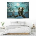thumbnail image 3 of GOSMITH  Moon Ocean Tapestry Wall Hanging Teal Blue Sea Starry Night Sky White Cloud Funny Animals Elephant White Flowers Tree Aesthetic Tapestry for Bedroom Living Room Indie Decor, 3 of 7