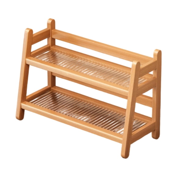 Organizador de escritorio para vasos y tazas de agua, solución de almacenamiento de 2 niveles para el hogar y Madera