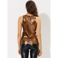thumbnail image 4 of DARING DIVA Women's Metallic Sleeveless Tank Top S Brown, 4 of 6