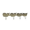 thumbnail image 1 of Distressed Wooden Whale 4 Hook Hanging Wall Rack 28 Inches Long, 1 of 5