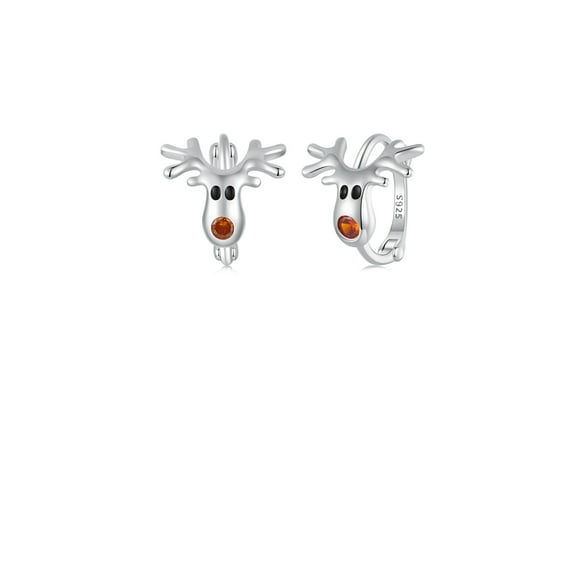 925 Sterling Silver Fashion Cute Christmas Elk Earrings with Cubic Zirconia
