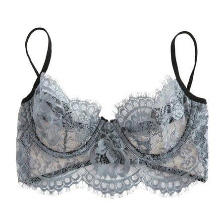 

Bigersell Push Up Bra Lingerie Lace Embroidery Bra Underwear Sleepwear Steel Bracket Bra Regular Size Full-Figure Bra Style 992 Blue 32B