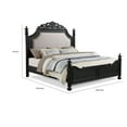 thumbnail image 5 of Benjara Berry Queen Size Bed, Scrolled Headboard, Cream Upholstery, Black Wood, 5 of 5