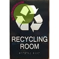 thumbnail image 1 of Recycling Room Sign -Braille Sign with Raised Tactile Graphics and Letters (Aluminum,Black,Size 6x9)-The Sensation line (ref-2201), 1 of 3