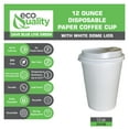 thumbnail image 2 of EcoQuality 12 oz White Hot Drink Paper Cups with White Dome Lids - Disposable Paper Coffee Cups perfect for Tea, Latte's, Coffee Shops, Restaurant Grade (25), 2 of 4