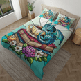 thumbnail image 2 of Lotusprinthandmade Dragon with Book Floral Bedding Set (Made in Vietnam) (68x88), floral dragon bedding set, dragon with book comforter set, 2 of 4