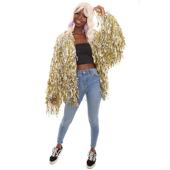 HPO Adult Unisex Tinsel Jacket – Sparkly Festival & Halloween Costume, Small