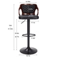 thumbnail image 3 of VECELO Bar Stools Set of 4, Mid-Century Modern Adjustable Swivel Barstools with PU Leather Upholstery Walnut Bentwood Back & Footrest, Black, 3 of 8