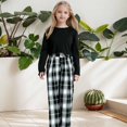 thumbnail image 2 of MEZZALL Kids Girls Set Long Sleeve Solid Color Shirt And Plaid Trousers 2PC Set Cute Baby Toddler Dailywear, 2 of 9