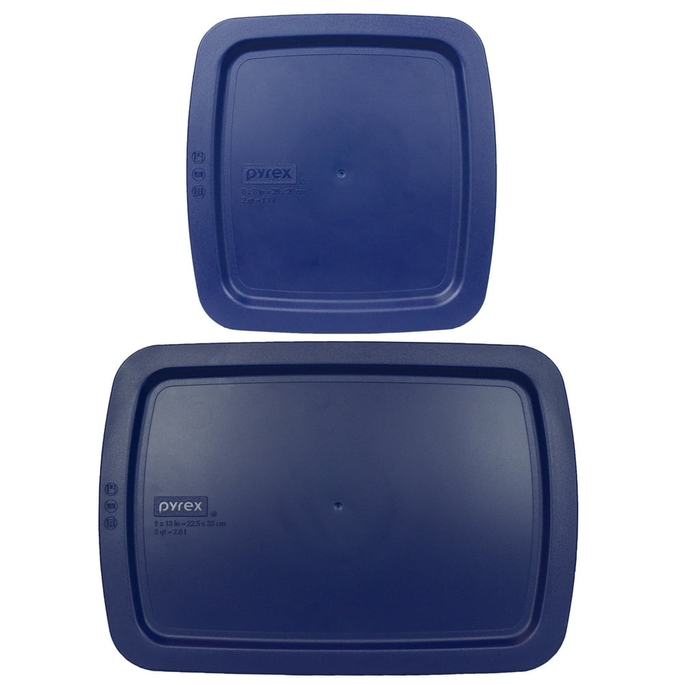 Pyrex Replacement Lids (1) C233PC and (1) C222PC Blue Plastic Rectangle Covers for Pyrex C