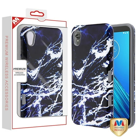 Mybat Tuff Subs Hybrid Case For Motorola Moto E6 - Najafabad Marble Iron Gray