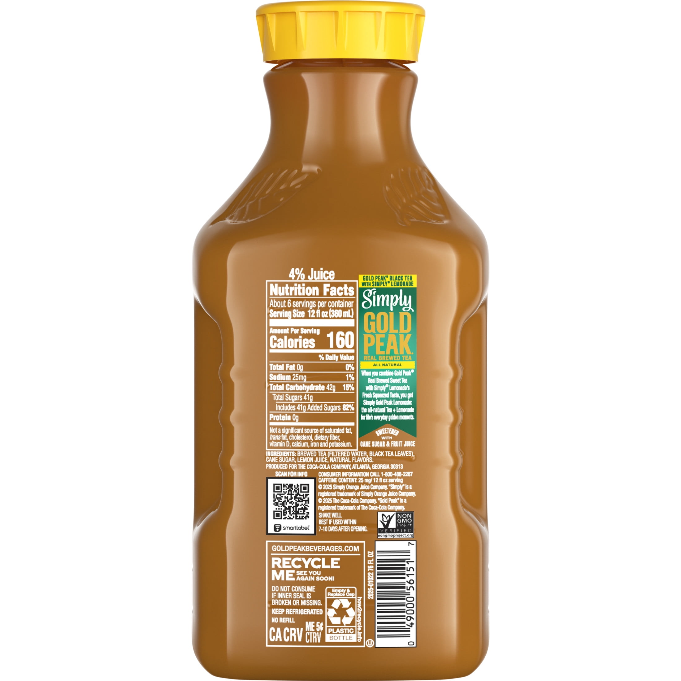 Simply Gold Peak - Tea & Lemonade Bottle, 76 fl oz