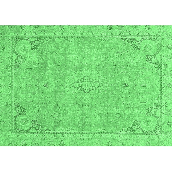 Ahgly Company Indoor Rectangle Abstract Emerald Green Modern Area Rugs, 4' x 6'