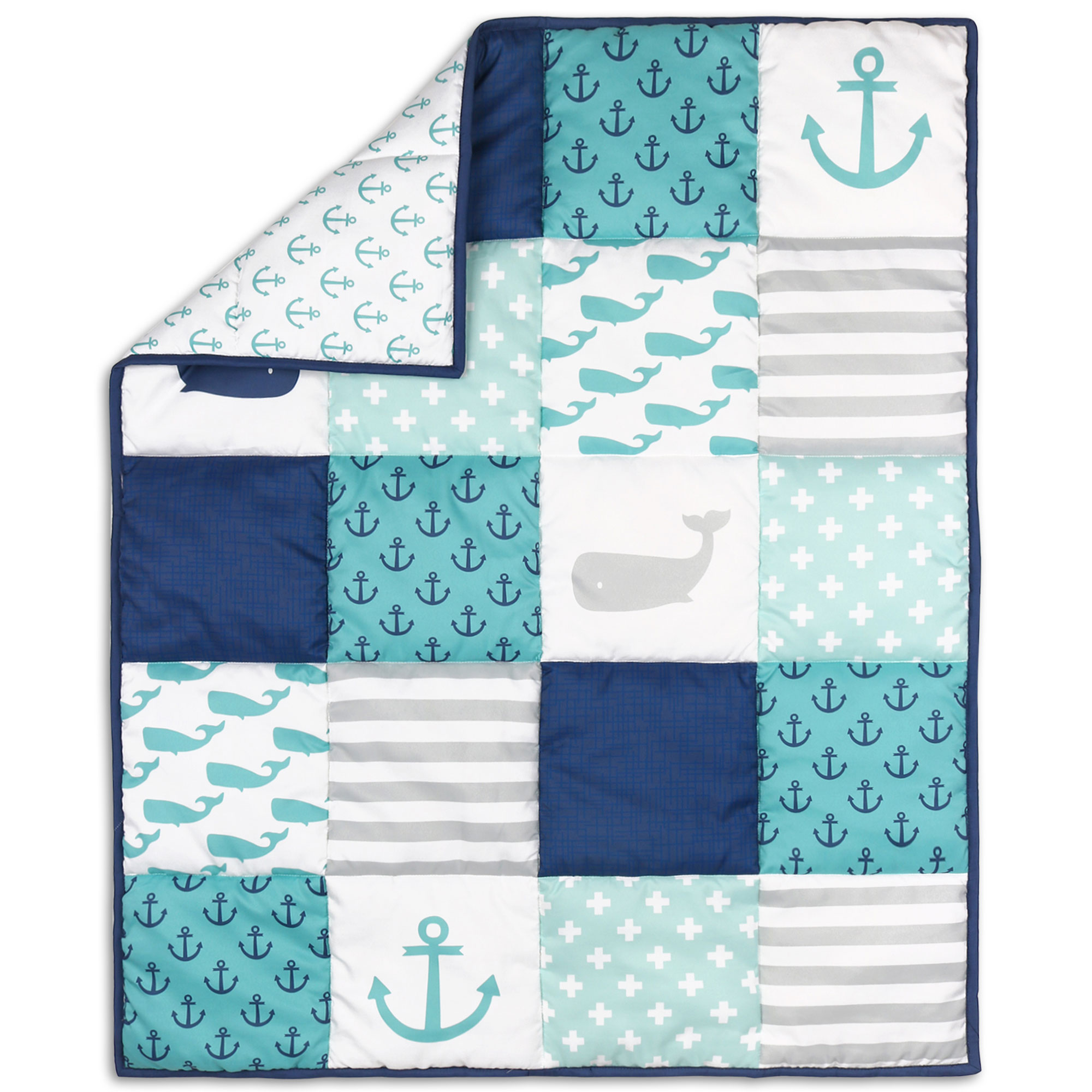 BELLE Infant/Newborn Fish Microfiber/Polyester Plush Bedding Sets, Crib, 4-Pieces