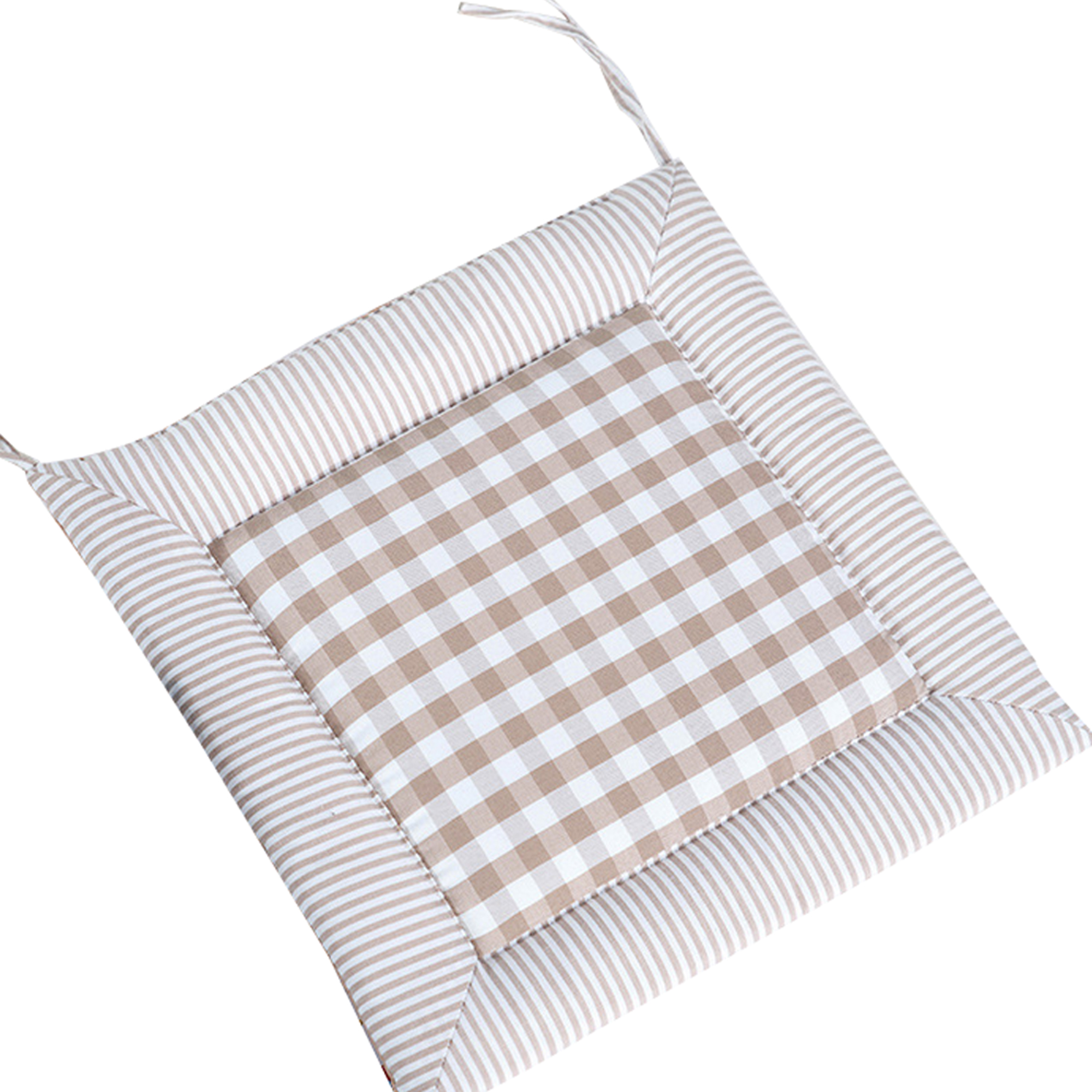 Home Office Plaid Chair Pad Durable Cotton Linen Comfort Chair Cushion FullLength Ties for Non