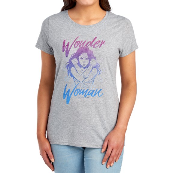 Wonder Woman Movie Retro Stance Women's T Shirt, Athletic Heather, Small