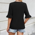 thumbnail image 6 of OSOLU Women Solid Color Striped O-Neck Mid Sleeve T-Shirt Tshirts Tee With Sleeves Lovely Dailywear, 6 of 6