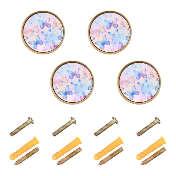 Ryvnso Butterfly Cabinet Knobs Kitchen Door Round Pulls Drawers Dresser Cupboard Knob Set of 4