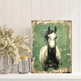 thumbnail image 2 of Qisvanset 12x16 Inch Green Toile Horse Canvas Wall Art, Vintage French Country Equestrian Rustic Farmhouse Decor, 2 of 8