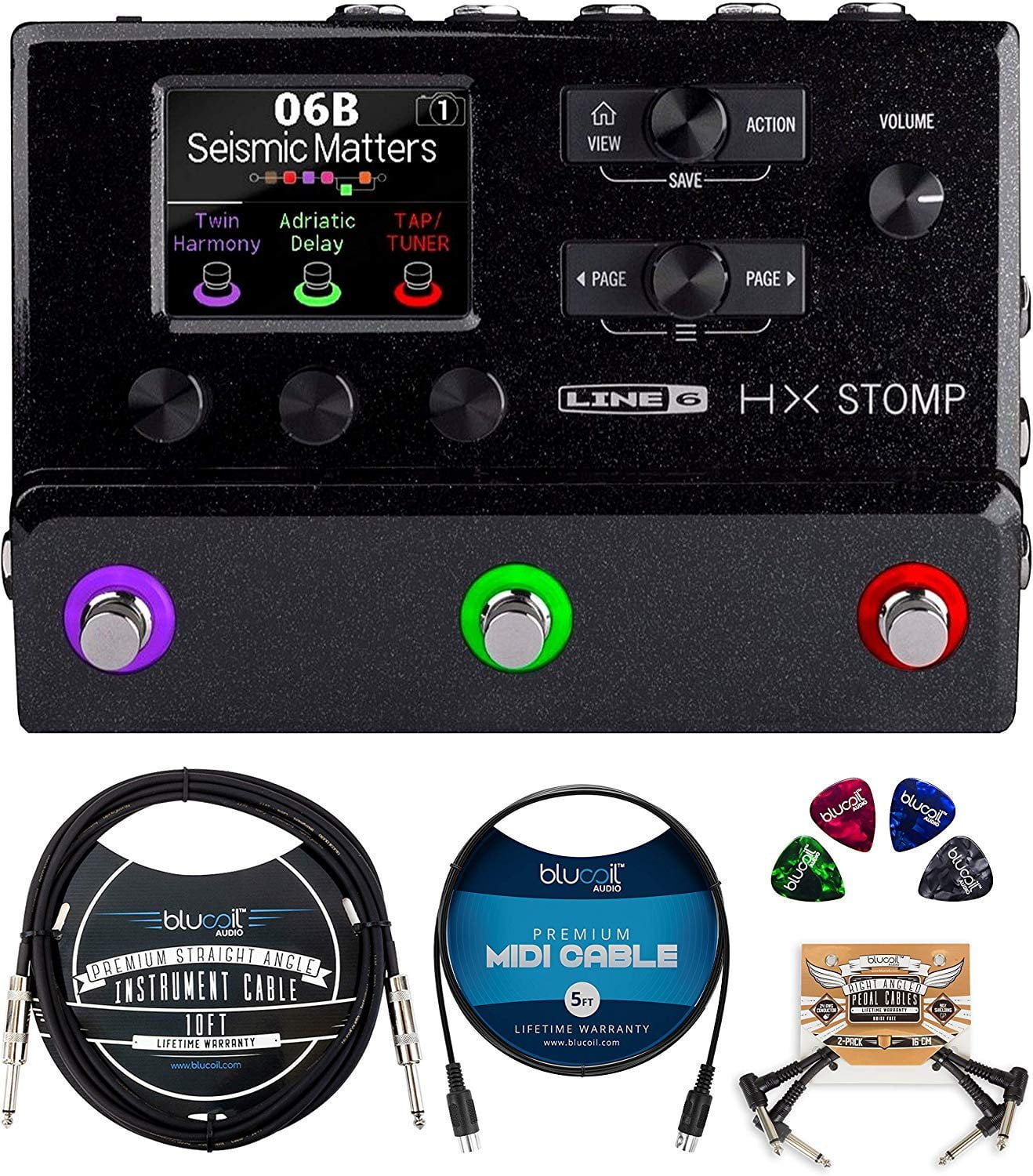 Line6 HX Stomp Multi-Effects Guitar Pedal Black Bundle with
