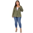 thumbnail image 3 of DARING DIVA Plus Size Faux Suede Lapel Work Casual Blazer Jackets 3X Army Green, 3 of 6