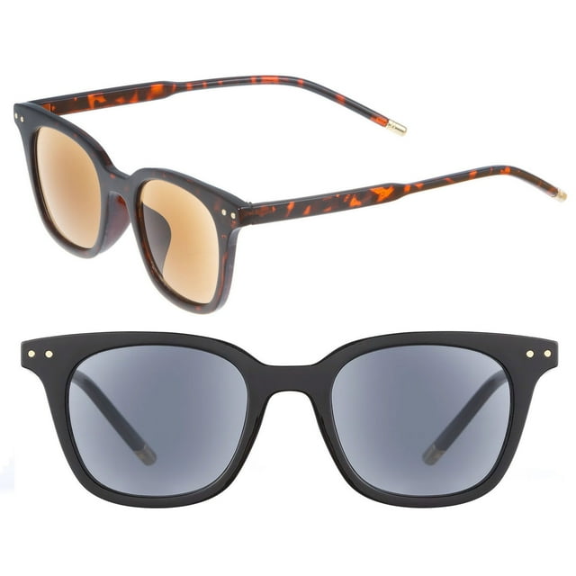 "The Modish" Lunettes de Lecture Mode pour Femmes à Verres Pleins Sans Bifocal - 2 Paires Incluses - Jet/écaille - 2,00