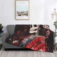 thumbnail image 2 of Naloa Geisha Skeleton With Flowers Flannel Fleece Throw Blanket for Bed Couch, Thick Blanket - All Seasons Suitable for Women, Men and Kids-, 2 of 6