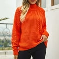 thumbnail image 4 of Lovskoo Sweaters for Women Plus Size Turtleneck Knit Loose and Comfortable Long Sleeve Sweaters Orange, 4 of 9