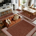 thumbnail image 5 of Dark Brown Geometric 4x6 Area Rugs, White Greek Key Design Burlap Modern Art Non-Skid Rubber Backing Large Rectangle Rugs - Living Room Bedroom Home Office, Indoor Floor Mat Carpets Washable Rug, 5 of 9