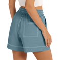 thumbnail image 6 of Women's Casual Shorts Comfy Elastic Waist Lightweight Summer Wide Leg Comfy Trendy Shorts with Pockets by Yigetop Light blue S, 6 of 7