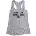 thumbnail image 1 of Sorry I Can't My Cat Said No Tank Top, Ladies Racerback Tank Top, Cat Lover Funny Cat Nerdy Cat Mom Tank, Heather Gray, Medium, 1 of 3