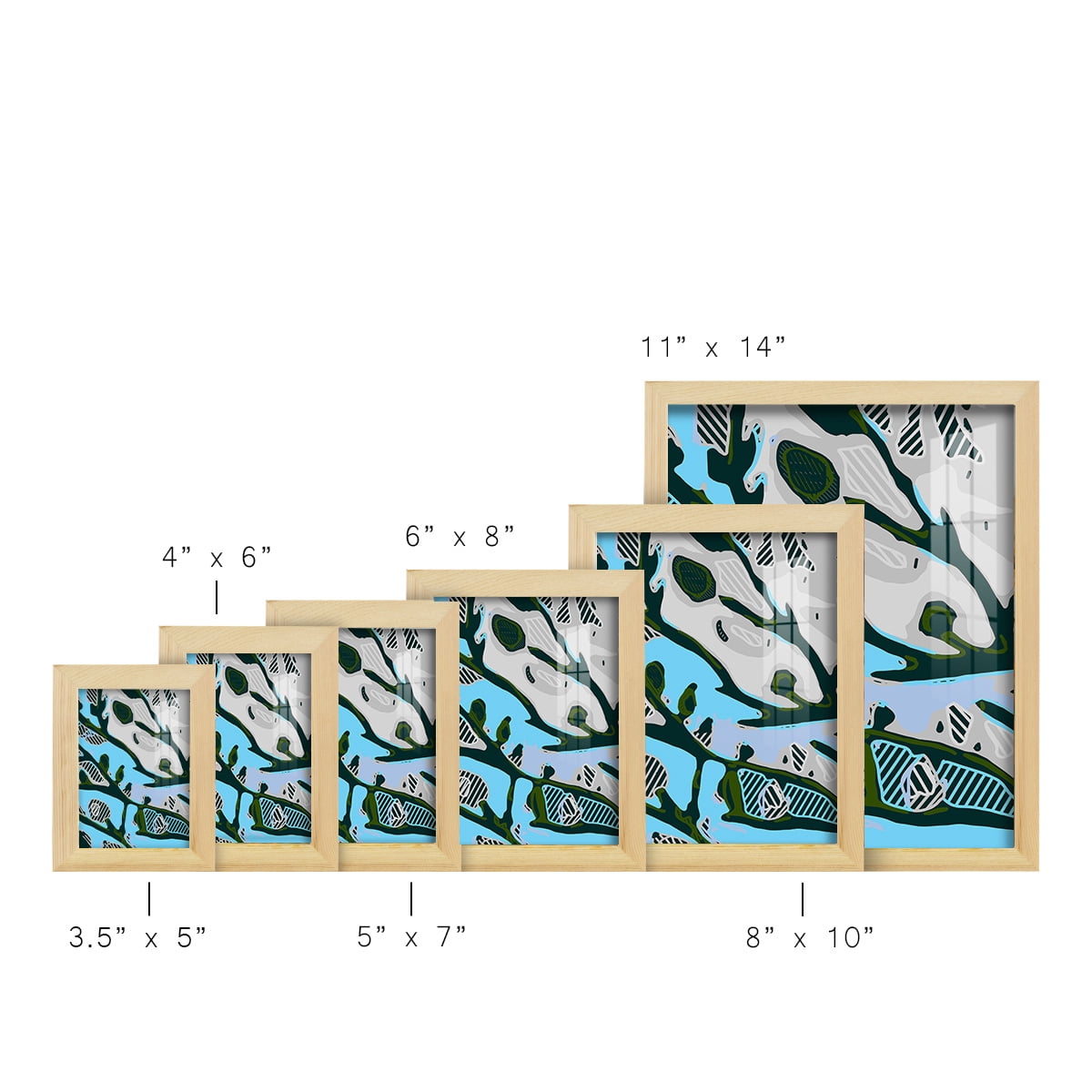 Abstract Tree Limbs I -Framed Print w/glass-Natural Wood
