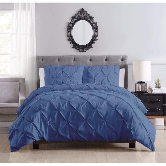 Cotton Metrics Pinch Pleat Duvet Cover Set with Zipper & Corner Ties 800TC 100% Organic Cotton Pintuck 3pc Duvet Cover Set All Size & Colors