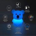 thumbnail image 3 of Koala Night Light For Kids Silicone Bedside Bedroom Lighting, Baby Nursery Light Sleeping Nightlights, Color Changing Lamps - Eye Caring, Adjustable B, 3 of 5