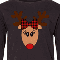 thumbnail image 4 of Inktastic Cute Girl Reindeer with Buffalo Plaid Bow Long Sleeve Youth T-Shirt, 4 of 5