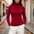 thumbnail image 2 of yillto Womens Turtleneck Sweater Ribbed Knit Slim Pullover Long Sleeve Fall Fitting Mock Neck Sweaters, 2 of 4