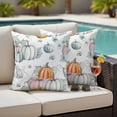 thumbnail image 5 of Autumn Watercolor Pillow Covers 2 Pack Orange Blue Pumpkin Vine Leaf Farmhouse Pillowcase Waterproof Outdoor Throw Pillow Cover for Patio Garden Square Cushion 18”x18”, 5 of 9