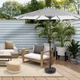 thumbnail image 2 of Polytrends Holme 9-foot Patio Umbrella and Base Stand Grey Stripe, 2 of 5