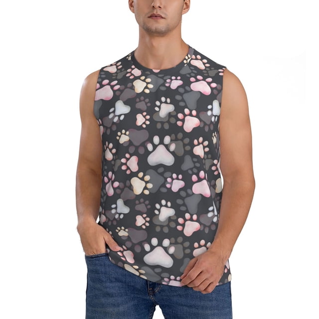 Balery Colorful Paws Of Dog Camisetas sin mangas para hombre, absorbe la humedad y protege contra el mal olor.-XX-Large