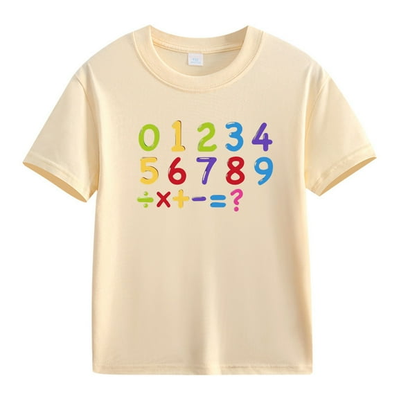 NOKIO Girls Printed Crew Neck T-Shirt Girls' 100 Days Of School Relaxed Fit T-Shirt Number Day Girls And Boys Kids T Shirts Fun Colorful Numbers