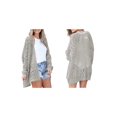 thumbnail image 3 of Women Crochet Cardigan Sweater Kimonos Boho Solid Color Oversized Fall Open Front Outwear Light Gray XL, 3 of 7