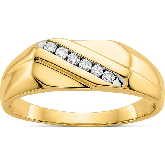 14K Yellow Gold Diamond Mens Ring (Size 10) Made In India rm5816-013-ya