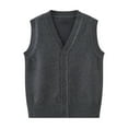 thumbnail image 5 of HAOTAGS Boys V - neck Knitted Sweater, Solid Color Comfortable Knitting Cotton School Uniform Vest Dark Gray 7-8 Years, 5 of 8