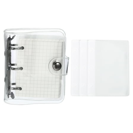 REGALWOVEN Clear 3 Ring Binder Cover, Notebook Binder Mini Refillable Loose Leaf Folder Planner, Black