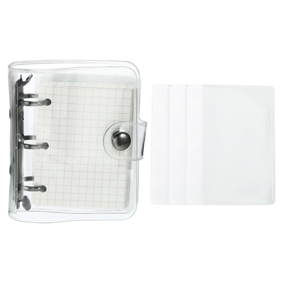 REGALWOVEN Clear 3 Ring Binder Cover, Notebook Binder Mini Refillable Loose Leaf Folder Planner, Black