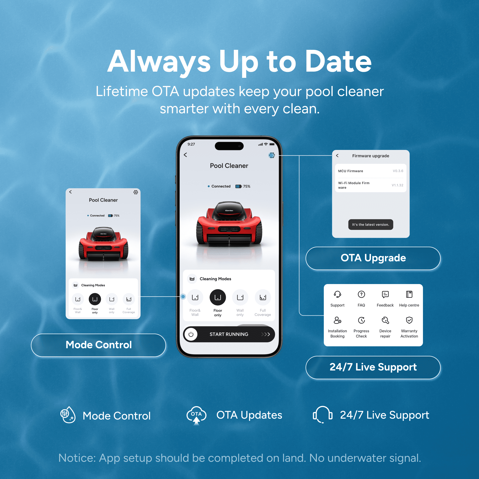 iGarden Robotic Pool Cleaner M1 AI Series, 9H Runtime, AI Dual-Camera Vision, 5,019 GPH Suction, Smart Navigation, Wall & Waterline Cleaning