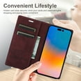 thumbnail image 5 of SaniMore for iPhone 15 Pro 6.1" 2023 Case [Magnetic Flip Full Protective Cover] Card Slots + Cash Pokcet + Kickstand + Retro Wear-resisitant PU Leather + Shockproof TPU Inner Business Shell, Winered, 5 of 10