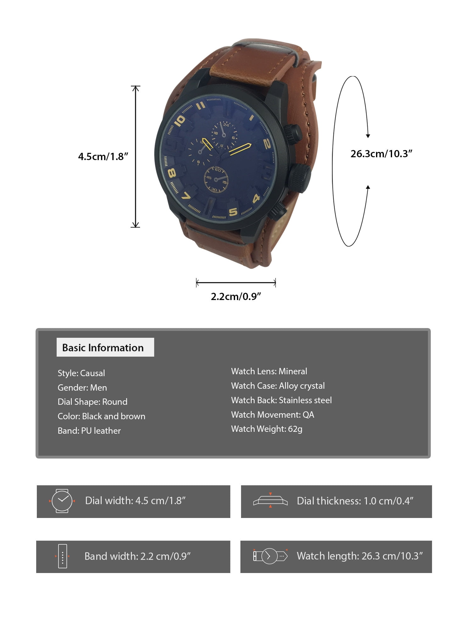 George Men's Analog Cuff Wristwatch with Bracelet Accessory
