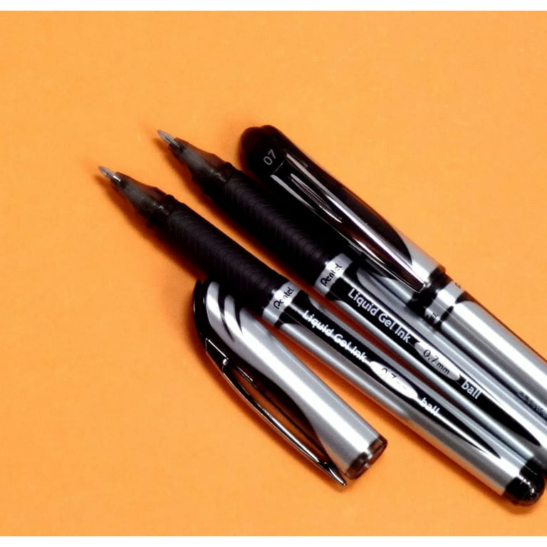 3 x Pentel Disposable Fountain Pen – Marbleized Gold and Black Barrel –  black